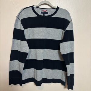 Tommy Hilfiger Men’s‎ Sweater Striped Long Sleeve Black Gray Size XL